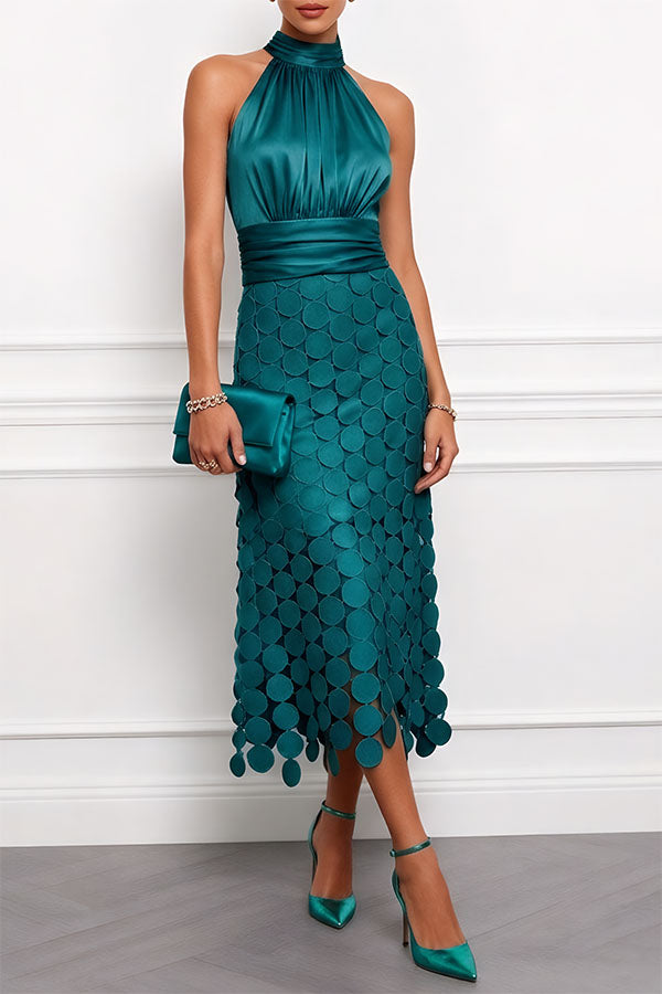 Virginia - Satin Halter Midi Dress