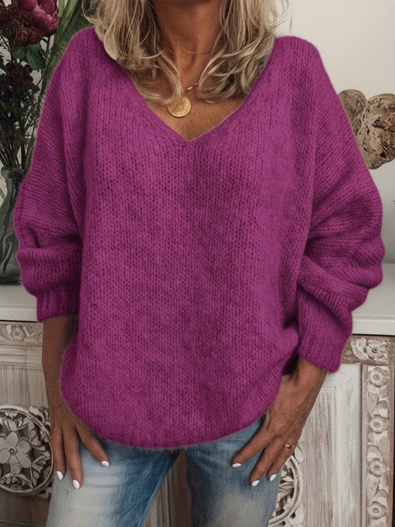 Gladys - V-Neck Chunky Knit Sweater