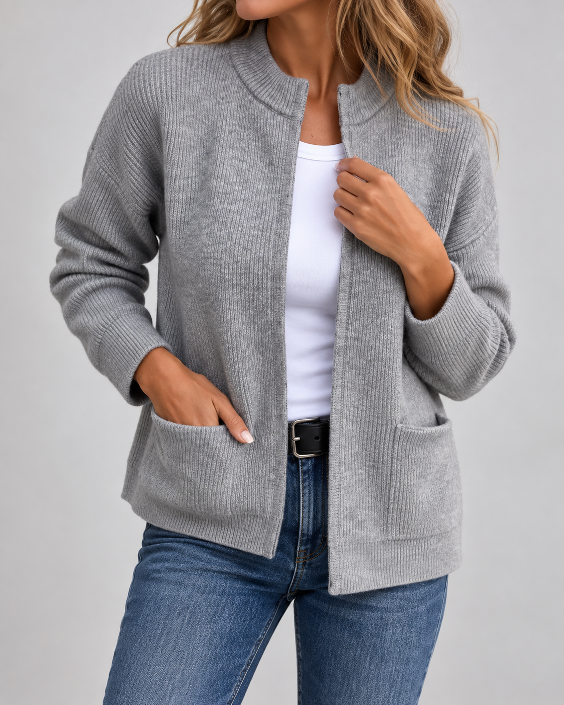 Jocelyn - Zip-Front Knit Cardigan