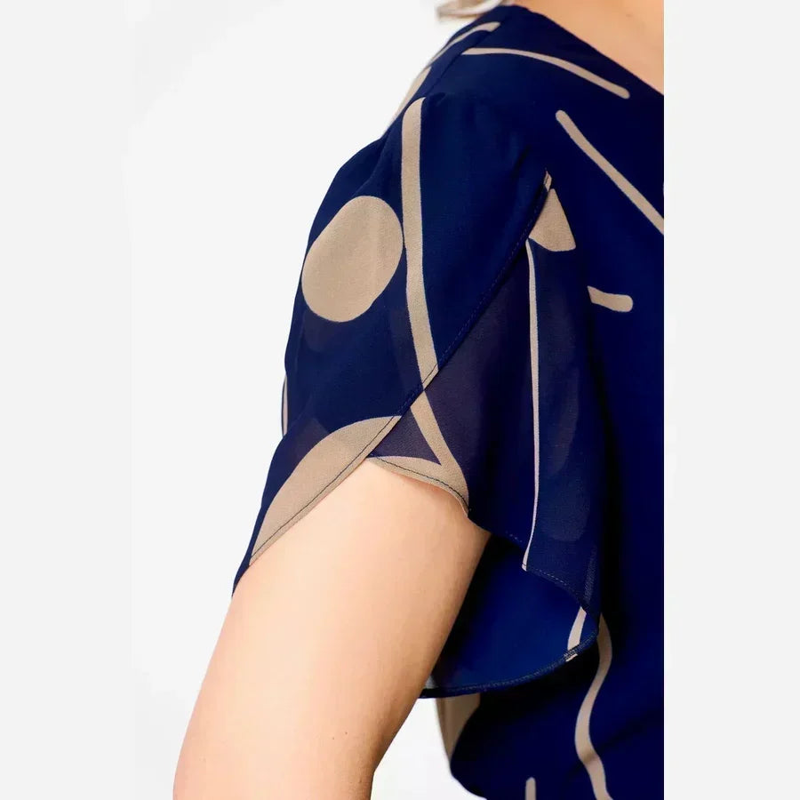 Evelyn - Navy Polka Dot Midi Dress