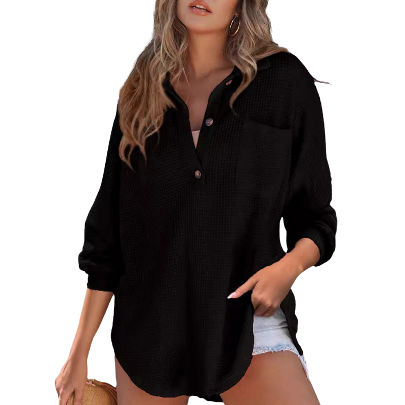 Anna - Lightweight Button Tunic Blouse
