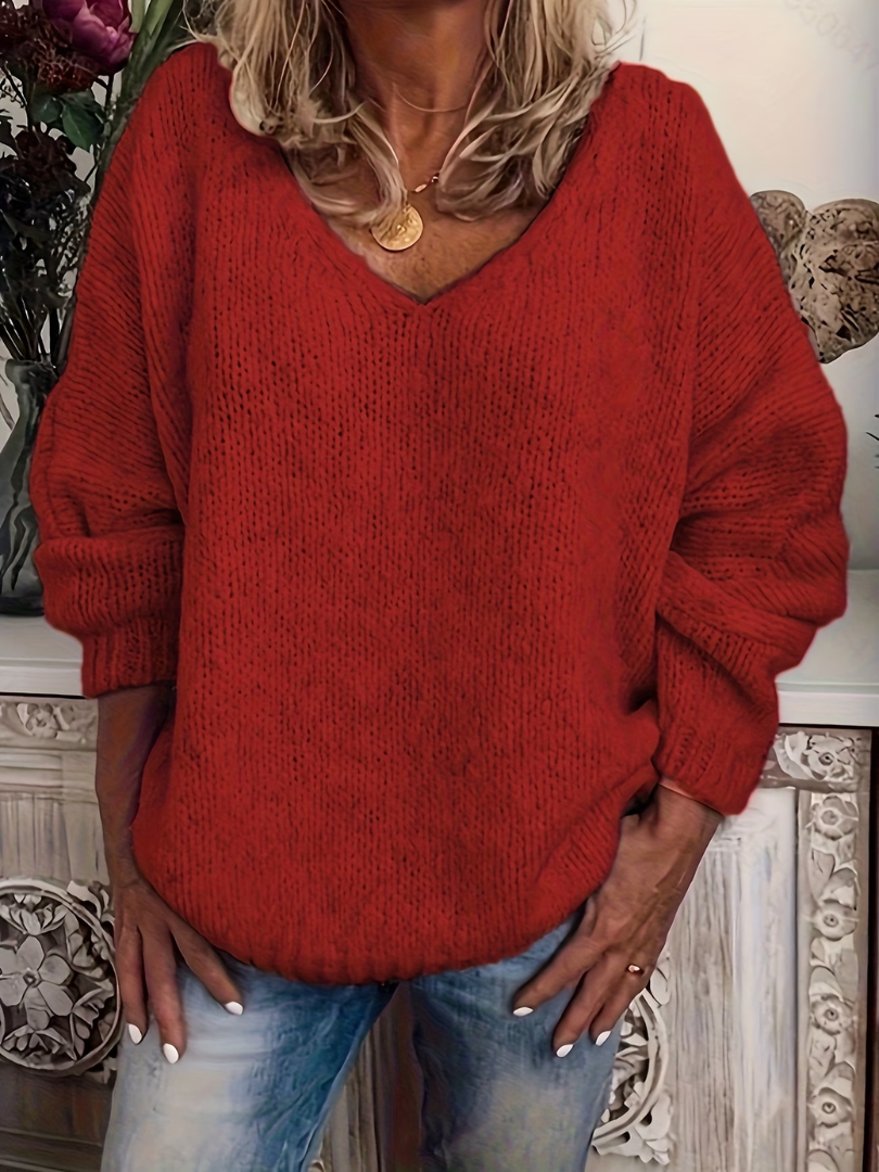 Gladys - V-Neck Chunky Knit Sweater