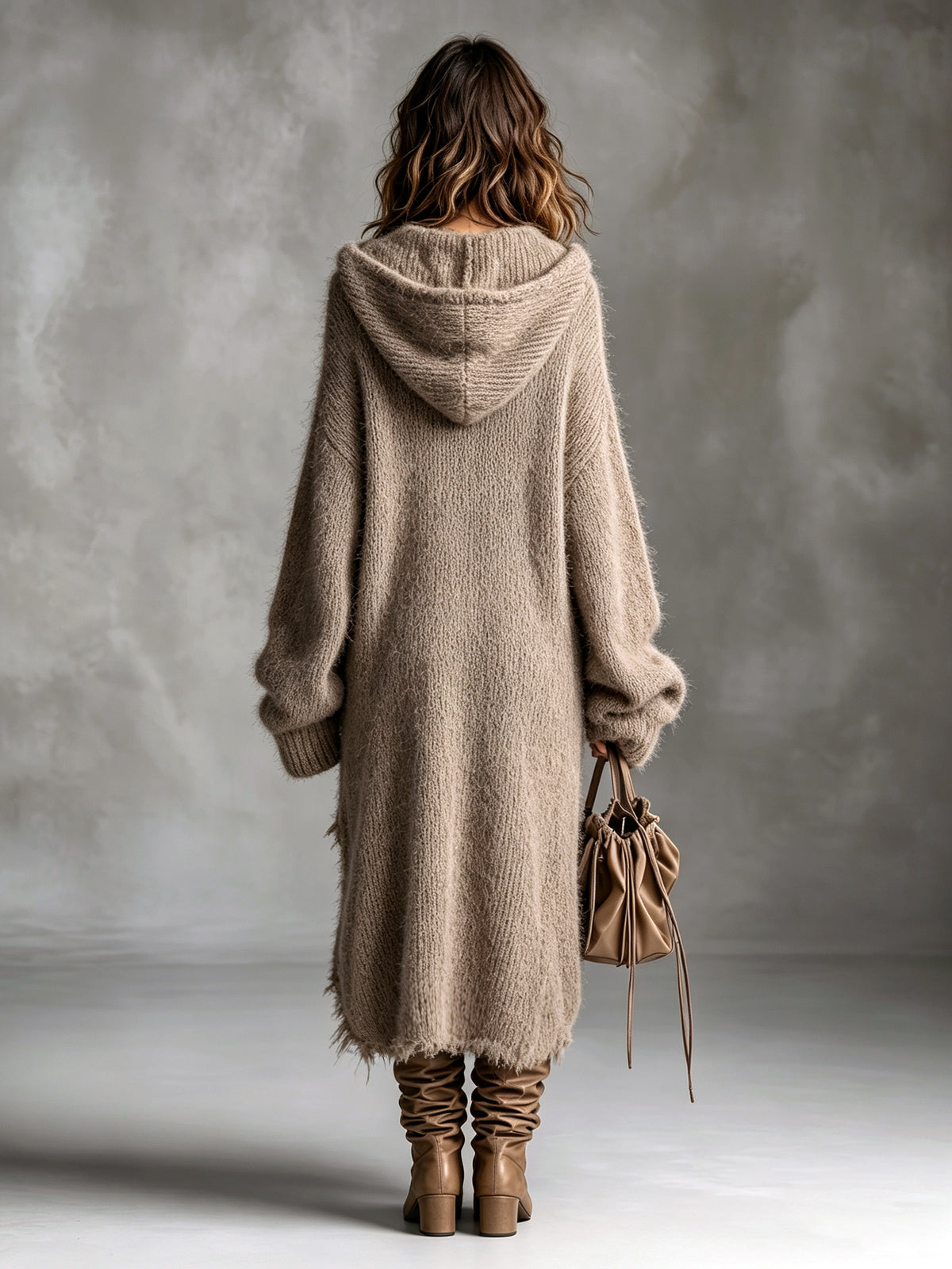 Genevieve - Oversized Fuzzy Knit Midi Dress