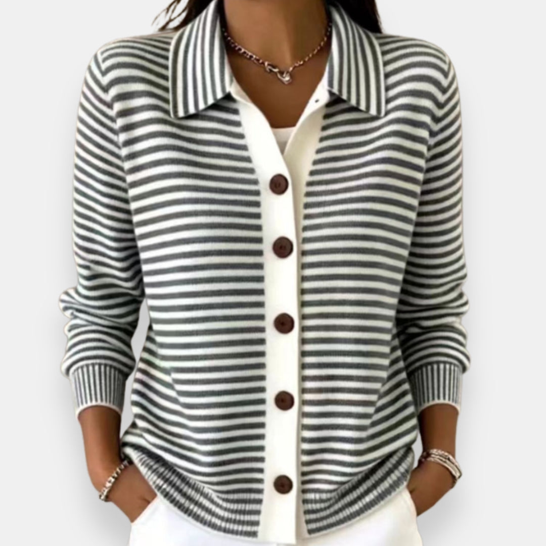 Henrietta - Striped Button Cardigan