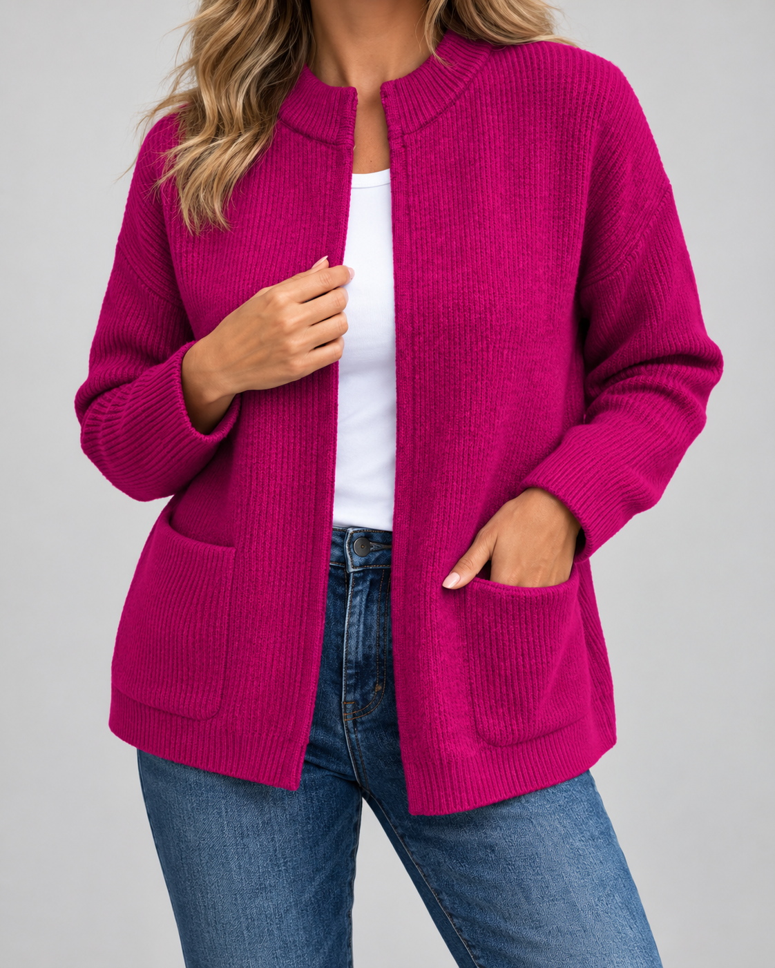 Jocelyn - Zip-Front Knit Cardigan