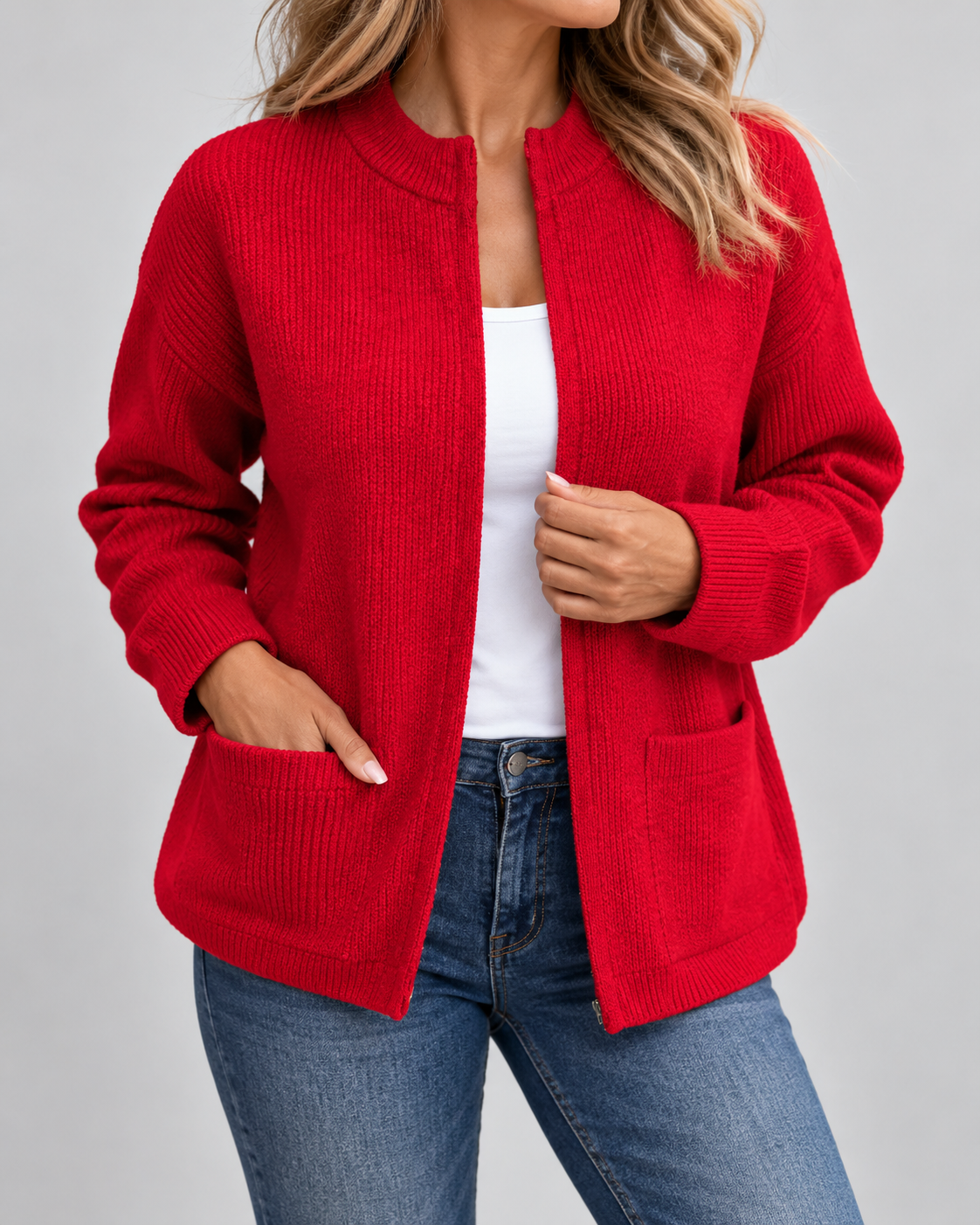Jocelyn - Zip-Front Knit Cardigan