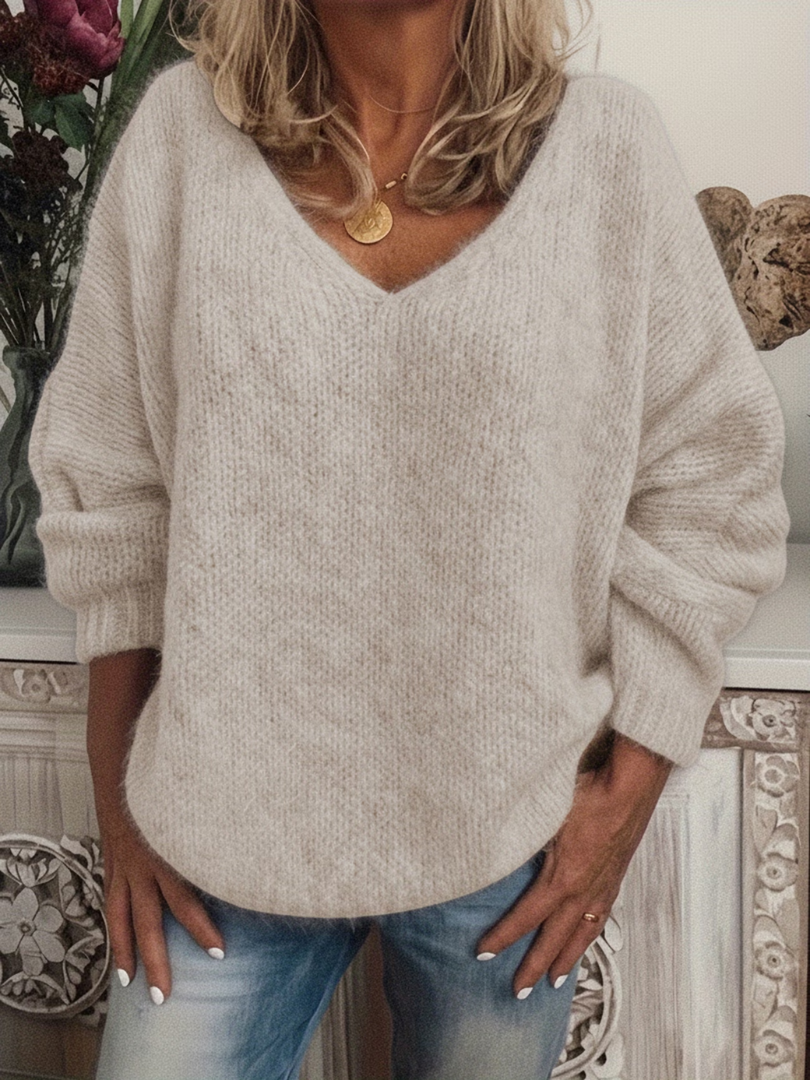Gladys - V-Neck Chunky Knit Sweater