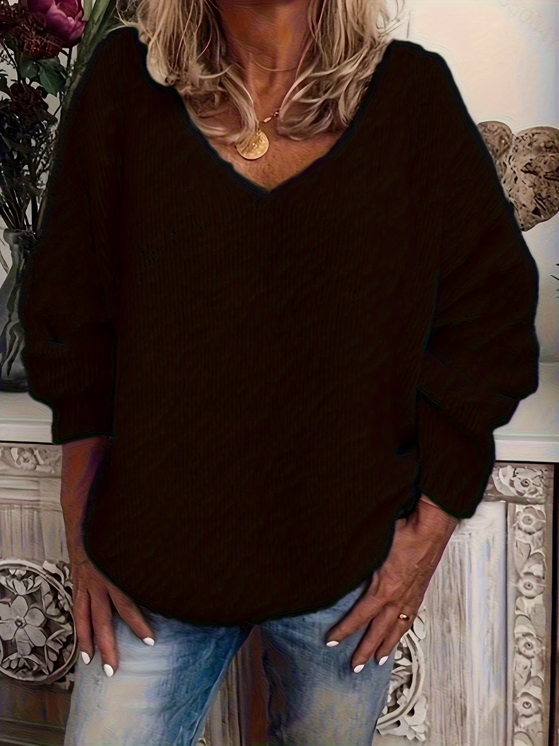 Gladys - V-Neck Chunky Knit Sweater