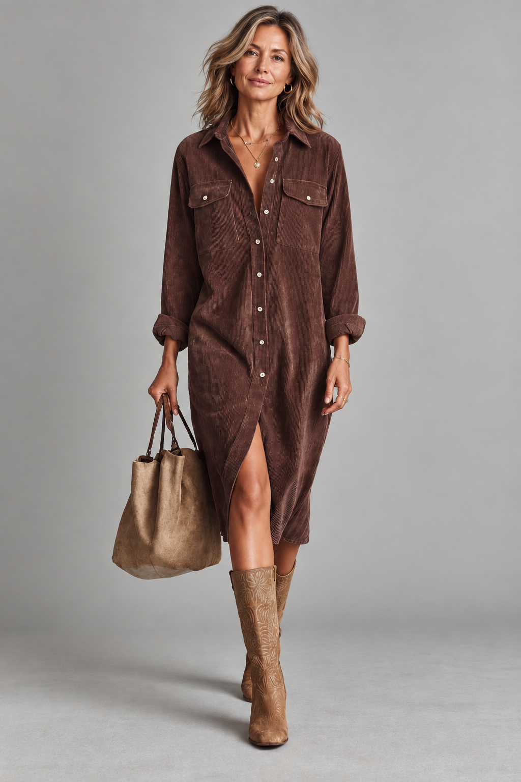 Ida - Corduroy Shirt Dress