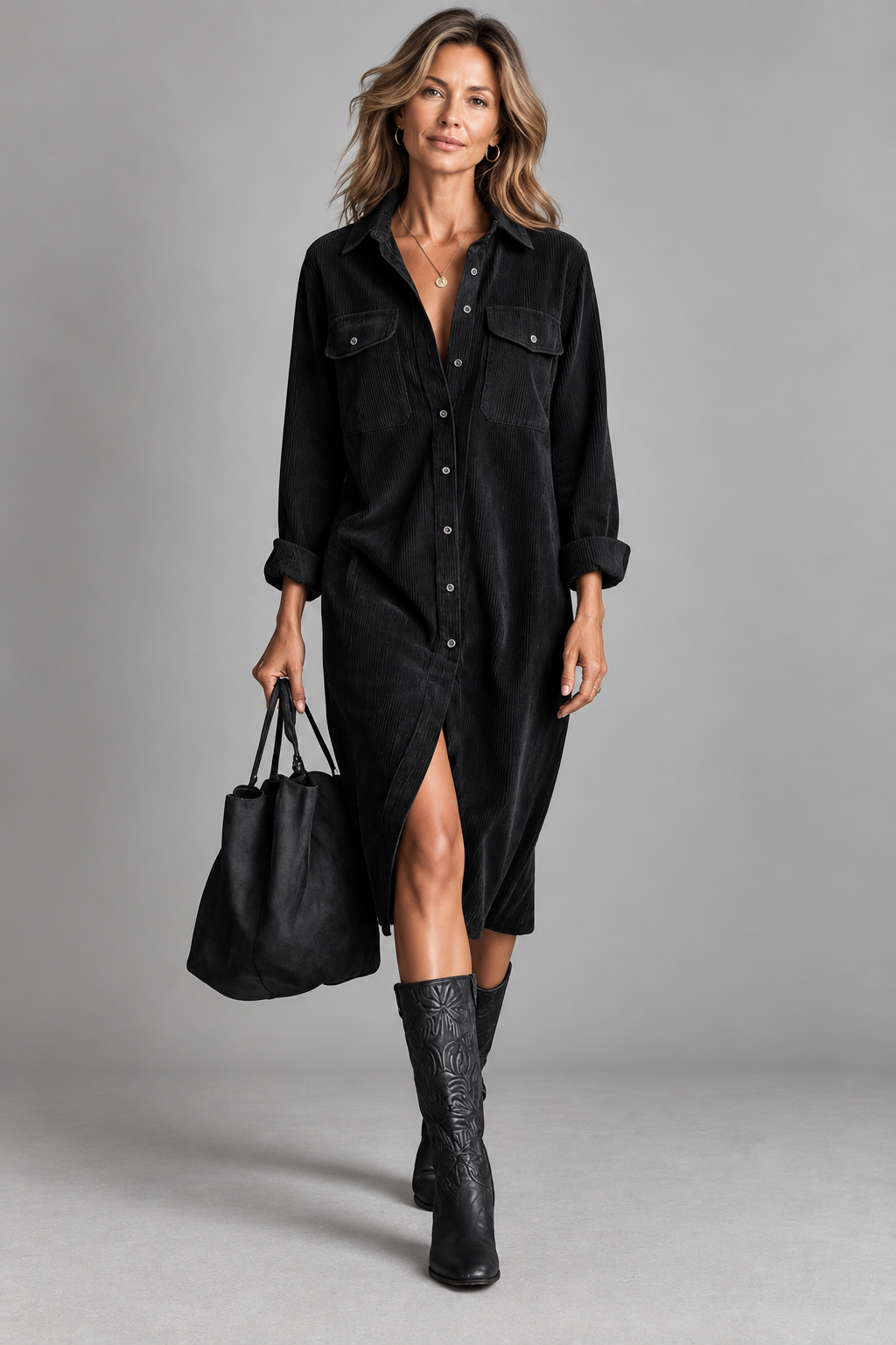 Ida - Corduroy Shirt Dress