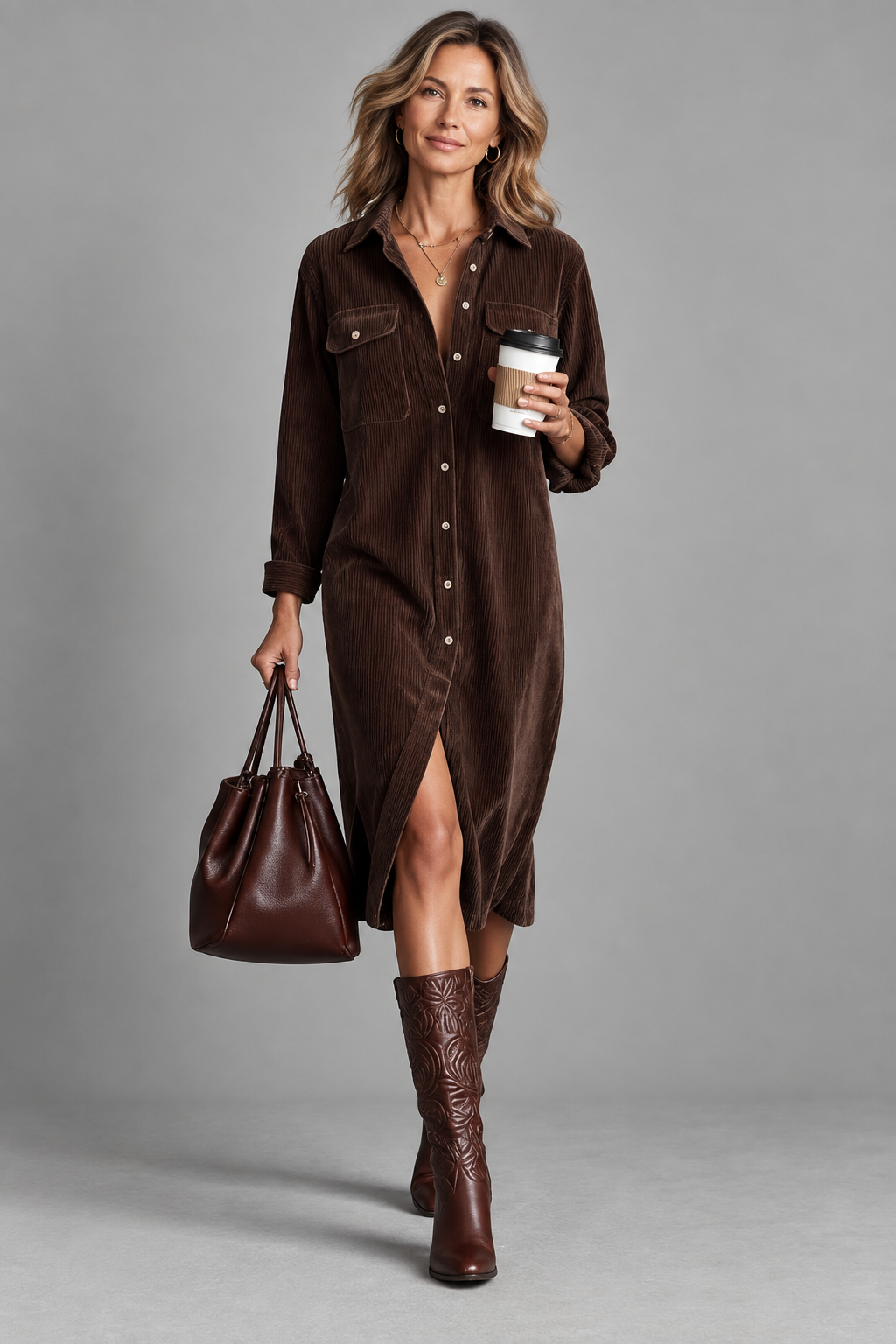 Ida - Corduroy Shirt Dress