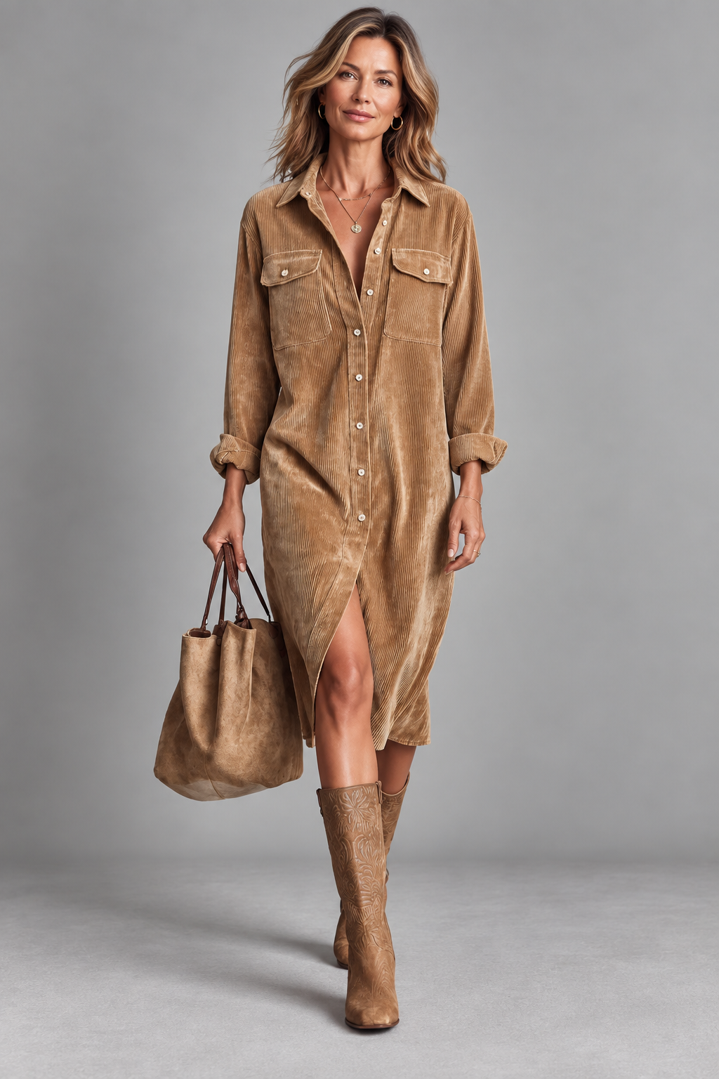 Ida - Corduroy Shirt Dress