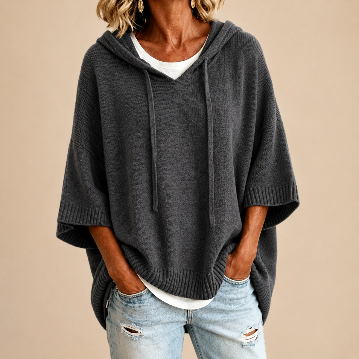 Lucille - Hooded Knit Poncho