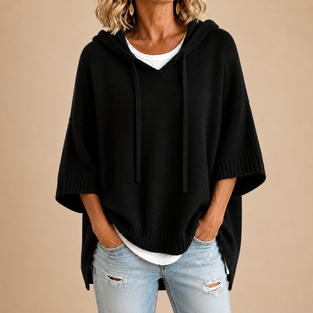 Lucille - Hooded Knit Poncho