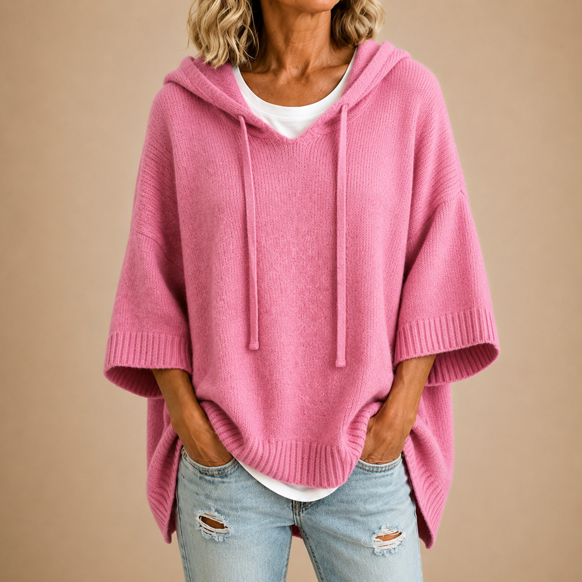 Lucille - Hooded Knit Poncho