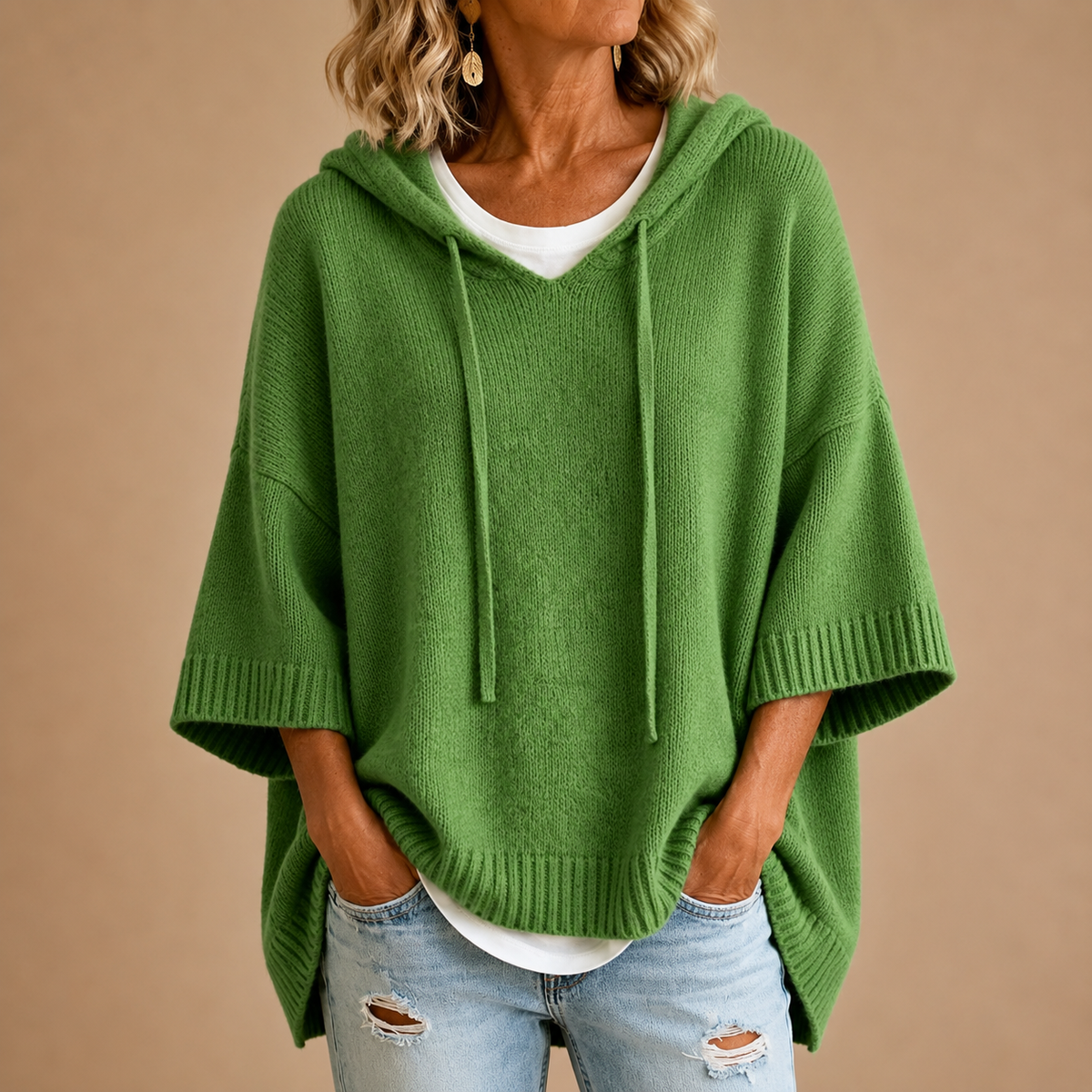 Lucille - Hooded Knit Poncho