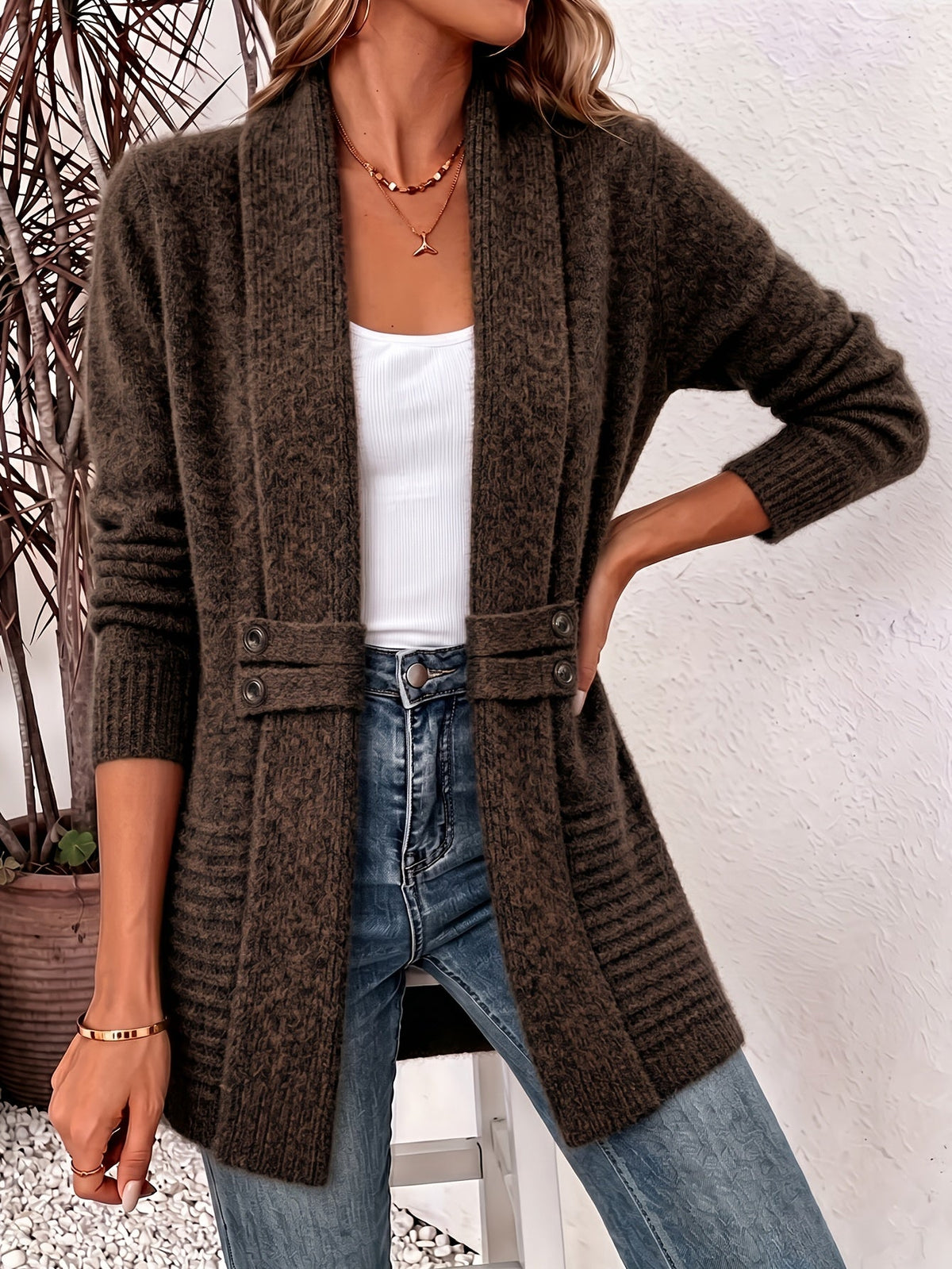 Eileen - Open-Front Belted Cardigan