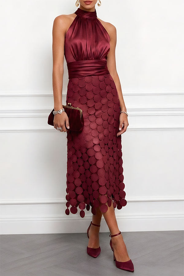 Virginia - Satin Halter Midi Dress