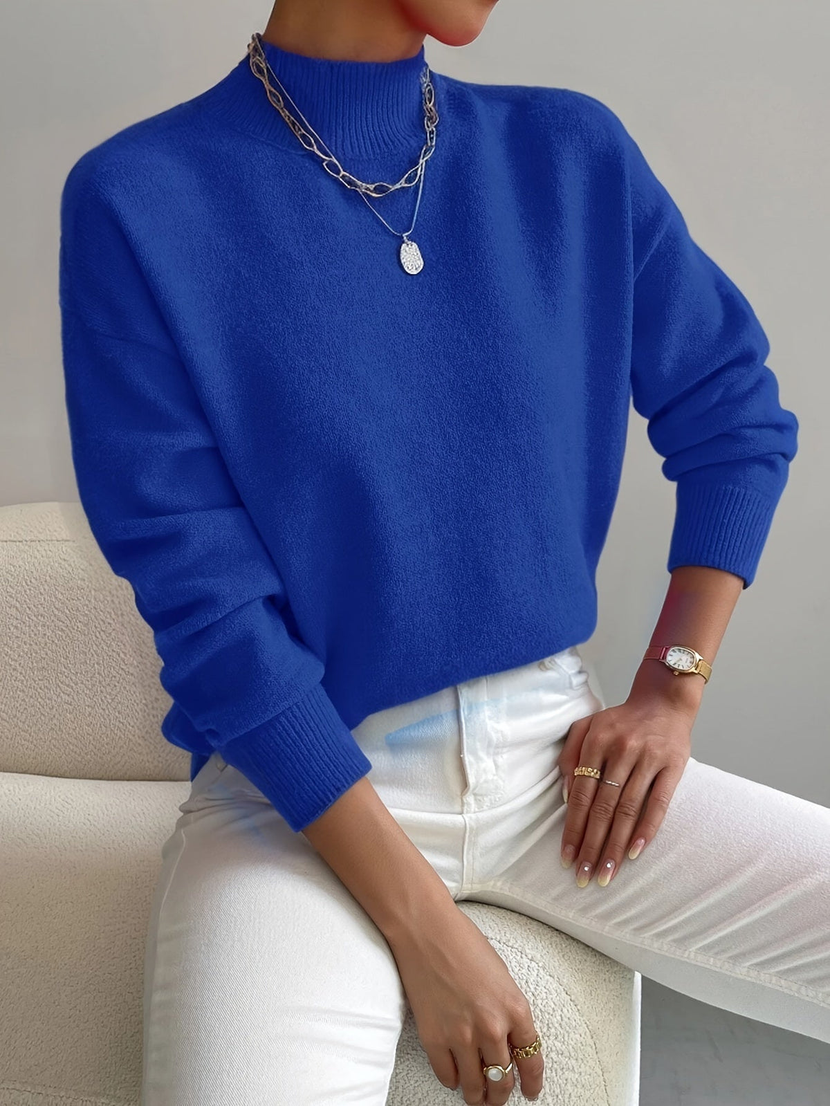 Verna - Ribbed Mock Neck Sweater