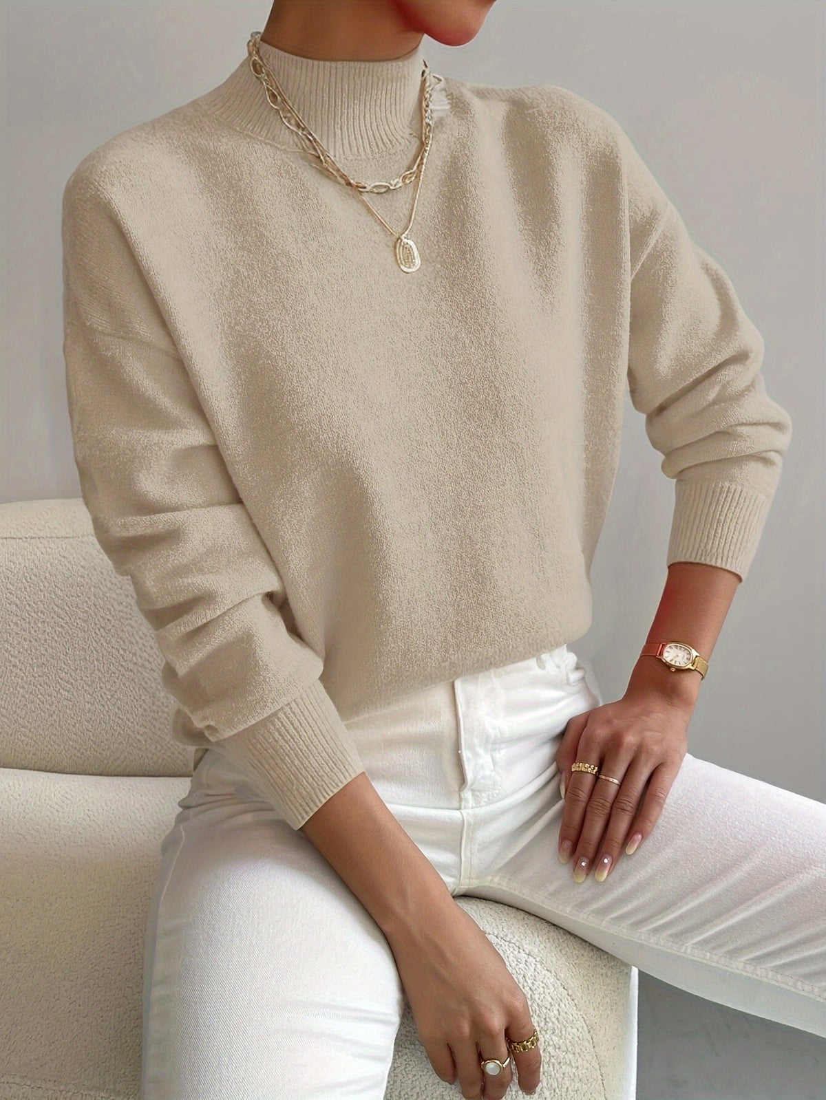 Verna - Ribbed Mock Neck Sweater