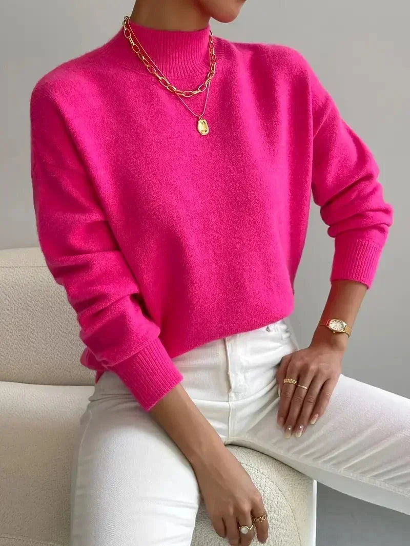 Verna - Ribbed Mock Neck Sweater