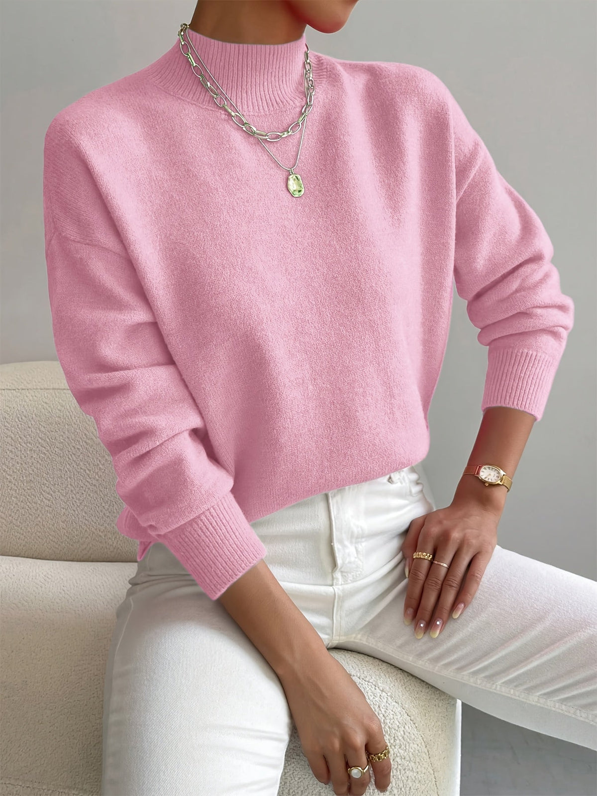 Verna - Ribbed Mock Neck Sweater