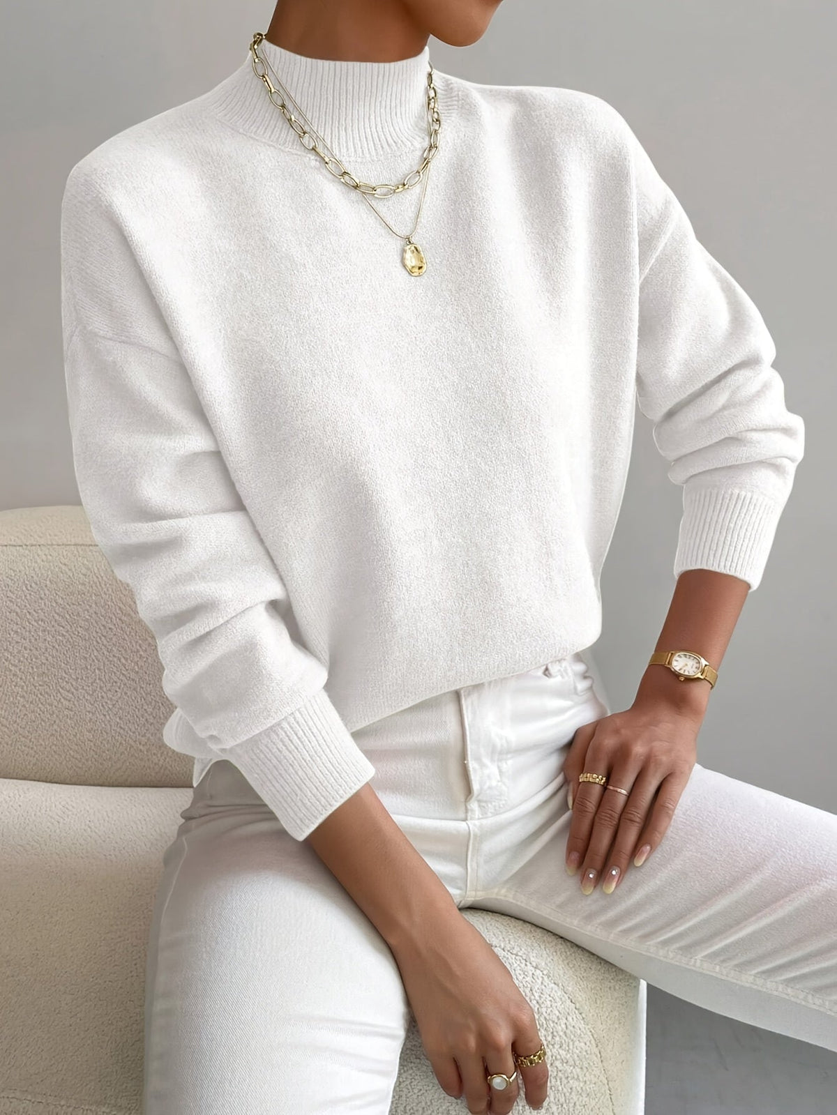 Verna - Ribbed Mock Neck Sweater