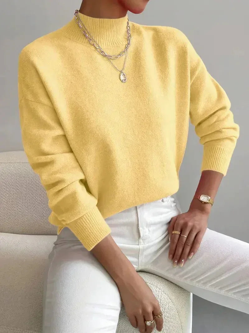 Verna - Ribbed Mock Neck Sweater