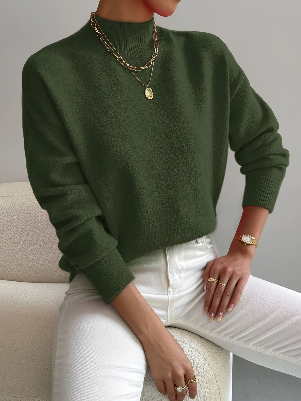 Verna - Ribbed Mock Neck Sweater
