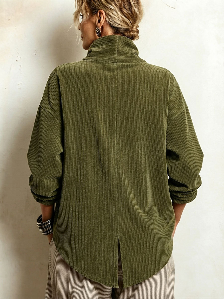 Edith - Corduroy Funnel-Neck Sweater
