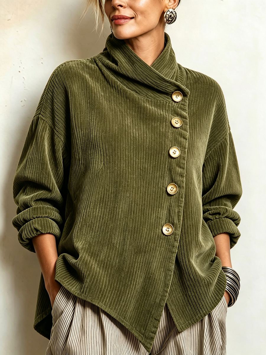 Edith - Corduroy Funnel-Neck Sweater