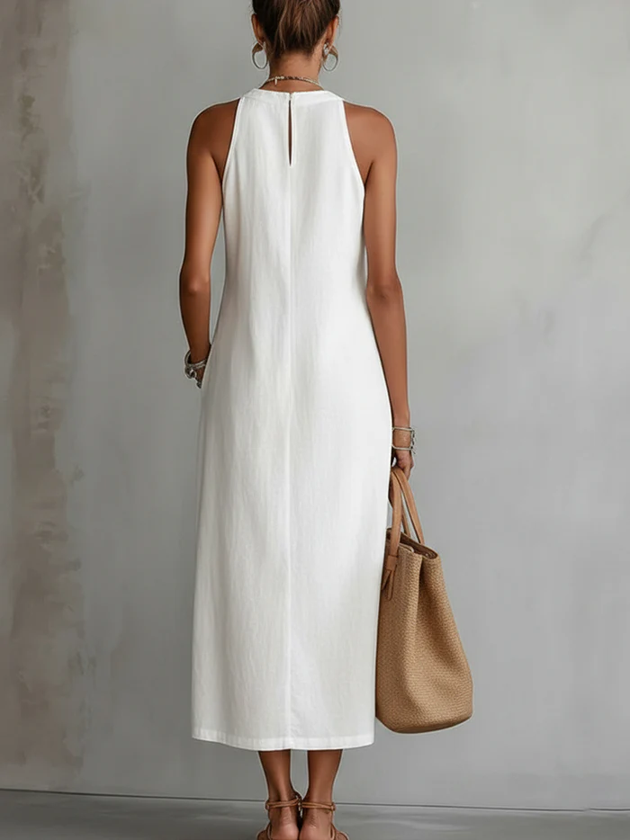 Sylvia - Sleeveless Lace-Trim Midi Dress
