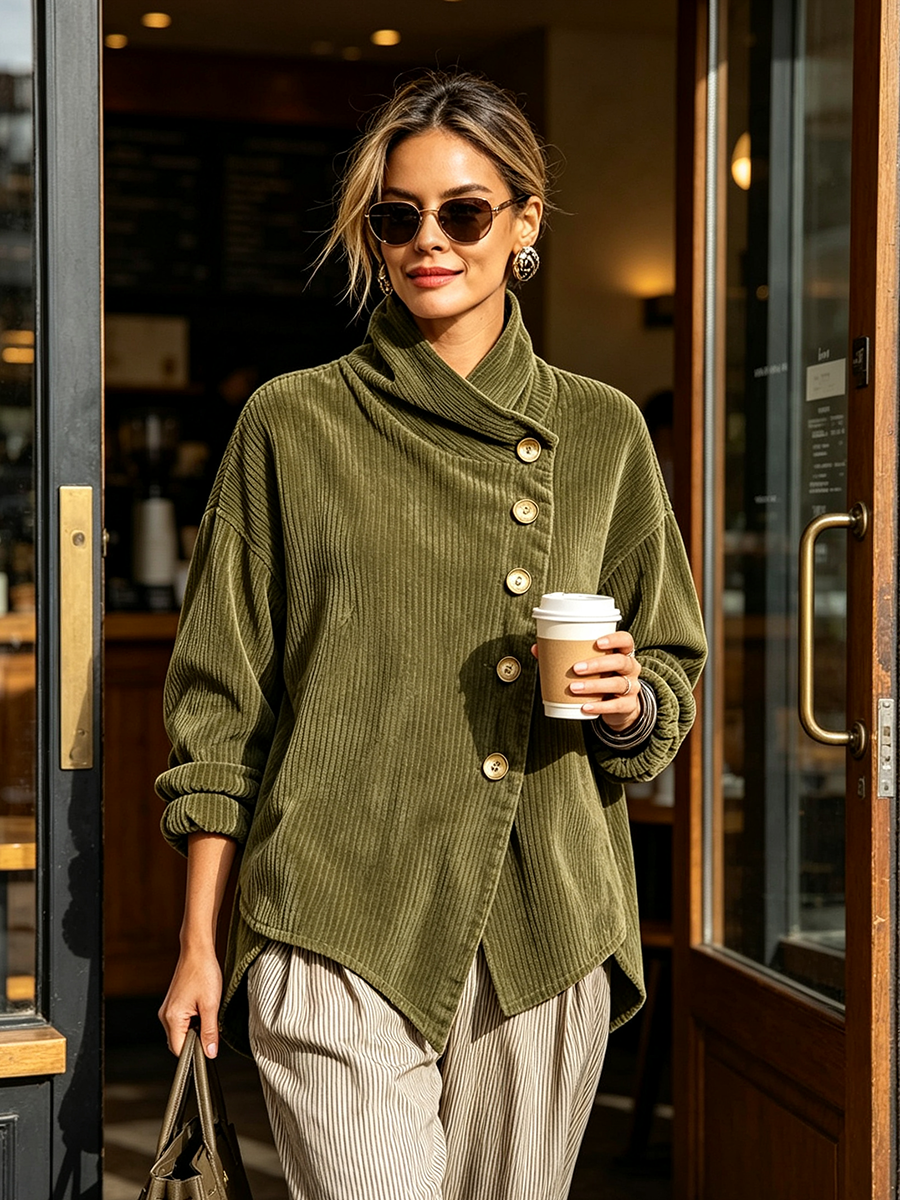 Edith - Corduroy Funnel-Neck Sweater